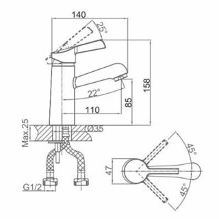 Смеситель для раковины DQ Rhein Schiller хром DA1462101
